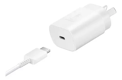 Cargador Samsung 25w completo con cable USB-C.